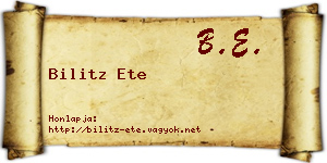 Bilitz Ete névjegykártya